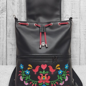 Fedélrészes zsinóros 3in1 hátizsák univerzális táska - Hímzett Hungarian Folkart23 - táska & tok - hátizsák - hátizsák - Meska.hu