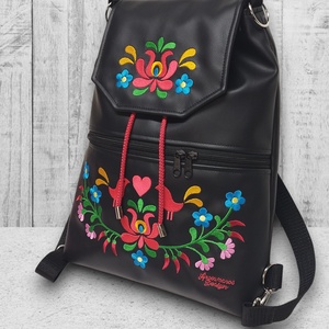 Fedélrészes zsinóros 3in1 hátizsák univerzális táska - Hímzett Hungarian Folkart23 - táska & tok - hátizsák - hátizsák - Meska.hu