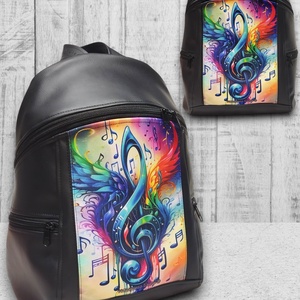 Violinkulcs szárnyakkal - MAXIM BackPack L hátizsák textilbőr pántokkal 36x30x16 - táska & tok - hátizsák - hátizsák - Meska.hu