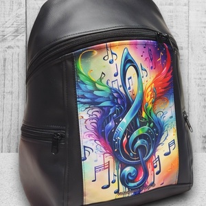 Violinkulcs szárnyakkal - MAXIM BackPack L hátizsák textilbőr pántokkal 36x30x16 - Meska.hu