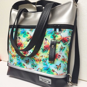 4in1 nagy csini univerzális táska hátizsák 36x36 Színes pillangók - táska & tok - variálható táska - Meska.hu