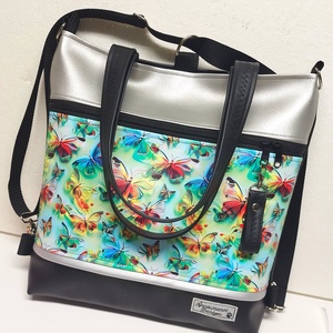 4in1 nagy csini univerzális táska hátizsák 36x36 Színes pillangók - táska & tok - variálható táska - Meska.hu