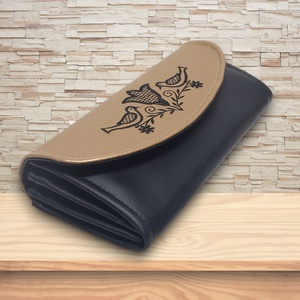 Irattartó nagy pénztárca hímzett Tulipános madárkás fekete-óarany - táska & tok - pénztárca & más tok - pénztárca - női pénztárca - Meska.hu