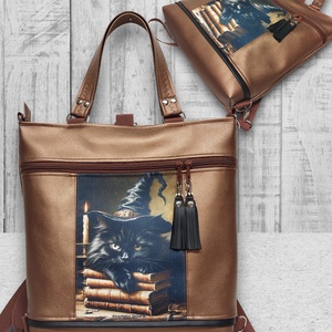 Roxfort cicája 4in1 nagy csini nagypaneles kis kézifüles univerzális táska hátizsák Bronzbarna - táska & tok - variálható táska - Meska.hu