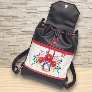 Fedélrészes zsinóros 3in1 hátizsák univerzális táska - Hímzett Hungarian Folkart08 - táska & tok - hátizsák - hátizsák - Meska.hu