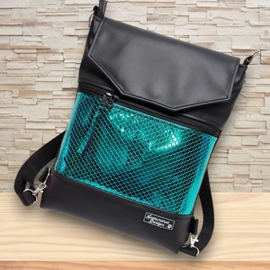 Metál zöld sellőmintás fedélrészes 3in1 hátizsák univerzális táska - táska & tok - hátizsák - hátizsák - Meska.hu