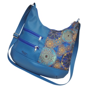 MAXI sokzsebes felemás textilbőr pakolós táska Mandalák kék alapon textilbőr pánttal - táska & tok - kézitáska & válltáska - nagy pakolós táska - Meska.hu