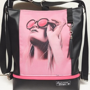 Pink Woman - hátulzsebes 3in1 textilbőr hátizsák univerzális táska 30x33cm, Táska & Tok, Hátizsák, Hátizsák, Varrás, Fekete textilbőrből, valamint vízálló designer cordurából készült 3in1 univerzális hátizsák.
Hordha..., MESKA