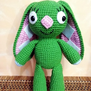 Amigurumi Kockás fülű nyúl  - játék & sport - plüssállat & játékfigura - nyuszi - Meska.hu