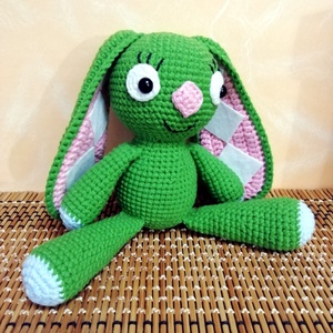 Amigurumi Kockás fülű nyúl  - játék & sport - plüssállat & játékfigura - nyuszi - Meska.hu