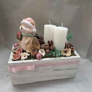 Fehér fadoboz Rókal�ny, Karácsony, Adventi díszek, Adventi asztaldísz, , MESKA