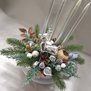 Ezüst szarvasos ketámia tál asztaldísz - Meska.hu