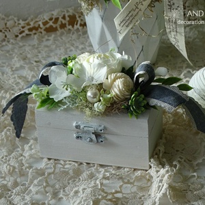 Romantikus gyűrűtartó-esküvői kiegészítő, Esküvő, Kiegészítők, Gyűrűtartó & Gyűrűpárna, Festett tárgyak, Virágkötés, MESKA