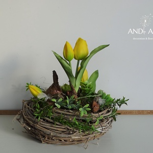 Minimál tulipános dekoráció- otthondísz. - otthon & életmód - dekoráció - asztal és polc dekoráció - asztaldísz - Meska.hu