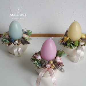 Húsvéti tál, tojás gyertyával. Több színben., Otthon & Lakás, Dekoráció, Asztal és polc dekoráció, Asztaldísz, Virágkötés, MESKA