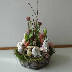 Nyuszi trió-húsvéti dekoráció. And-art mód, Otthon & Lakás, Dekoráció, Asztal és polc dekoráció, Asztaldísz, Virágkötés, MESKA