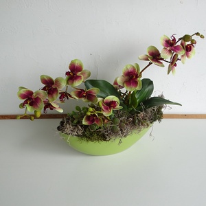 Orchidea tál, nagyméretű dekoráció., Otthon & Lakás, Dekoráció, Asztal és polc dekoráció, Asztaldísz, Virágkötés, MESKA