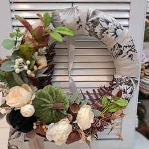 Őszi kopogtató zöld-fehér tökös - Meska.hu