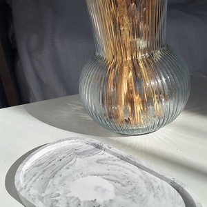 Kézműves gipsz ovális tálka, Otthon & Életmód, Dekoráció, Asztal és polc dekoráció, Dekorációs tál, tartó, Gipszöntés, MESKA