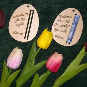 Fa húsvéti egyedi tojás pénzátadó dísz , Otthon & Életmód, Dekoráció, Asztal és polc dekoráció, Asztaldísz, Varrás, MESKA
