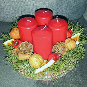Pici adventi koszorú , Karácsony, Adventi díszek, Adventi koszorú, Virágkötés, MESKA