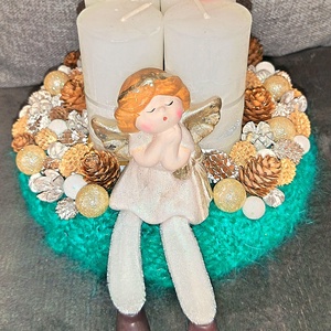 Angyalos adventi koszorú , Karácsony, Adventi díszek, Adventi koszorú, Virágkötés, MESKA