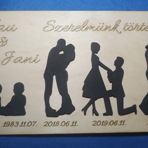 Szerelmünk története tábla akár Valentin napra, Otthon & Életmód, Dekoráció, Fali és függő dekoráció, Falra akasztható dekor, Gravírozás, pirográfia, MESKA