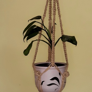 Makramé virágtartó kender - otthon & életmód - ház & kert - ház & kert - Meska.hu