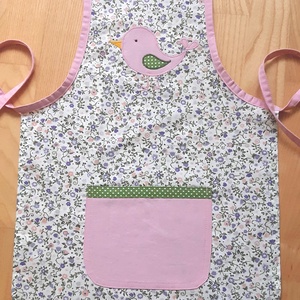 Madárkás kötény, rózsaszín  - Meska.hu