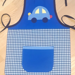 Autós kötény, kockás  - Meska.hu