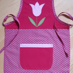 Tulipános kötény, pink - Meska.hu