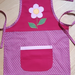Virágos kötény, pink - Meska.hu