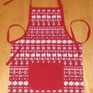 Piros mintás kötény, Otthon & Életmód, Konyhafelszerelés, tálalás, Konyhai textil, Kötény, Varrás, MESKA