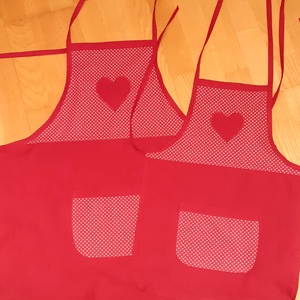 Anya-lánya kötény, szívecskés  - Meska.hu