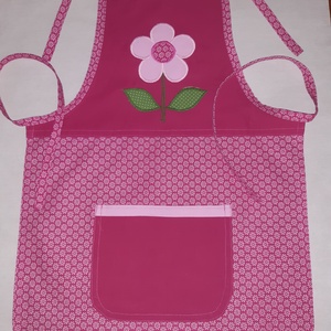 Virágos kötény, pink - Meska.hu