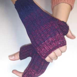 Kézmelegítő kötött, pink-s.kék - Meska.hu