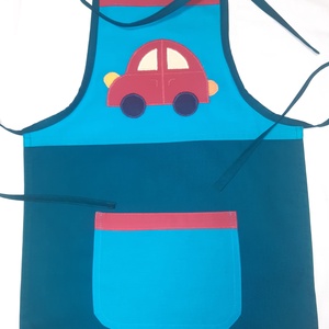 Piros autós kötény - Meska.hu