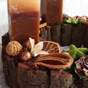Adventi koszorú (barna gyertyákkal) - karácsony - adventi díszek - adventi koszorú - Meska.hu