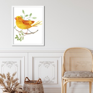 Vízfesték hatású sárga kanári madaras poszter A4 - Dekor falikép - otthon & lakás - dekoráció - kép & falikép - poszter - Meska.hu