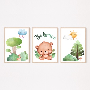 Macis gyerekszoba dekor poszter - A4 falikép szett - 3 db - Be brave - otthon & életmód - babaszoba, gyerekszoba - babaszoba, gyerekszoba - Meska.hu