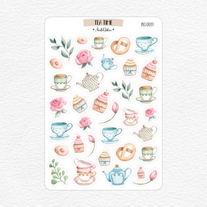 Tea idő matrica ív No.0051, Otthon & Életmód, Papír, írószer, Matrica, matrica csomag, Fotó, grafika, rajz, illusztráció, Papírművészet, MESKA