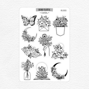 Virágos minták matrica ív - boho dekor matrica No.0005, Otthon & Életmód, Papír, írószer, Matrica, matrica csomag, Fotó, grafika, rajz, illusztráció, Papírművészet, MESKA