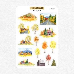 Természeti tájak matrica ív - őszi táj - scrapbook matricák No.0017, Otthon & Életmód, Papír, írószer, Matrica, matrica csomag, Fotó, grafika, rajz, illusztráció, Papírművészet, MESKA