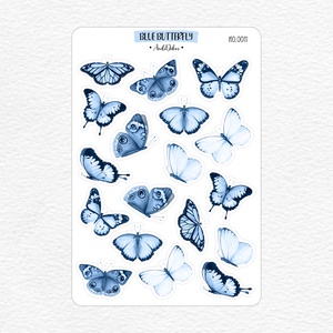 Kék pillangós matrica ív - vízfestékes pillangók No.0011 - Meska.hu