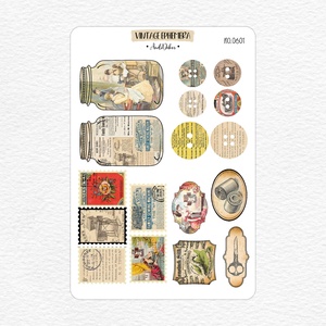 Scrapbook matrica ív - Vintage ephemera No.0601, Otthon & Lakás, Papír írószer, Matrica, matrica csomag, Fotó, grafika, rajz, illusztráció, Papírművészet, MESKA