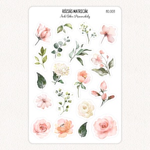 Rózsás matricák No.003, Otthon & Életmód, Papír, írószer, Matrica, matrica csomag, Fotó, grafika, rajz, illusztráció, Papírművészet, MESKA