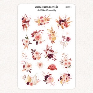 Virágcsokros matricák No.004, Otthon & Életmód, Papír, írószer, Matrica, matrica csomag, Fotó, grafika, rajz, illusztráció, Papírművészet, MESKA