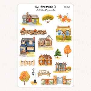 Őszi házak matrica ív No.021, Otthon & Életmód, Papír, írószer, Matrica, matrica csomag, Fotó, grafika, rajz, illusztráció, Papírművészet, MESKA