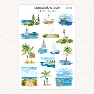 Tengerparti táj matrica ív No.026, Otthon & Életmód, Papír, írószer, Matrica, matrica csomag, Fotó, grafika, rajz, illusztráció, Papírművészet, MESKA