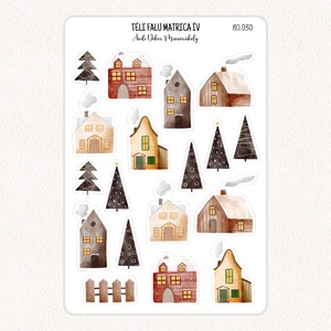 Téli falu matrica ív No.030, Otthon & Életmód, Papír, írószer, Matrica, matrica csomag, Fotó, grafika, rajz, illusztráció, Papírművészet, MESKA